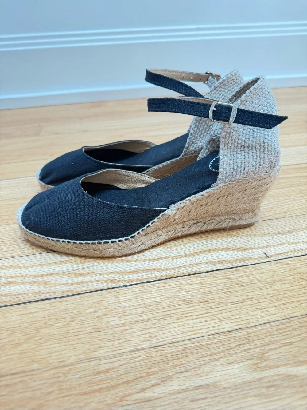 😍 NWOT Toni Pons Caldes Black Linen Espadrille Wedges EU 40/  9-9.5